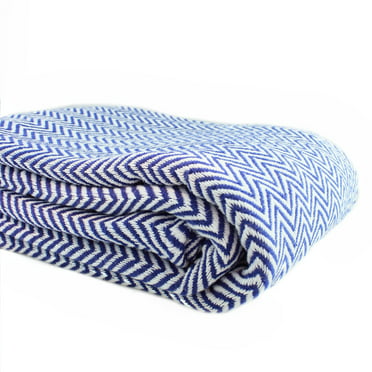 Details about   Grand Hotel 100% Cotton Houndstooth Stitch Pattern Woven Blanket King Navy Blue